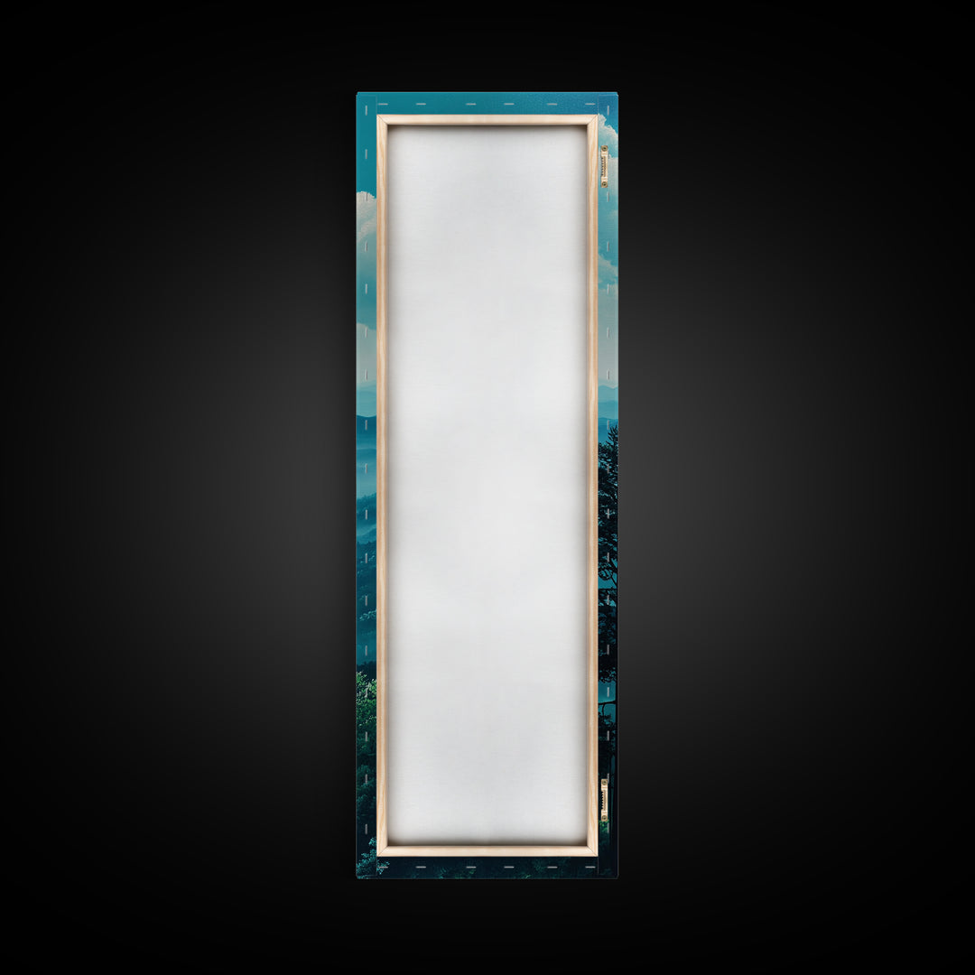 Bright Morning Mountains Framed Canvas Print Serene Nature Landscape Art, Blue and Green Wall Art, Smoky Mountain Art, Living Room Decor, Above Sofa Art