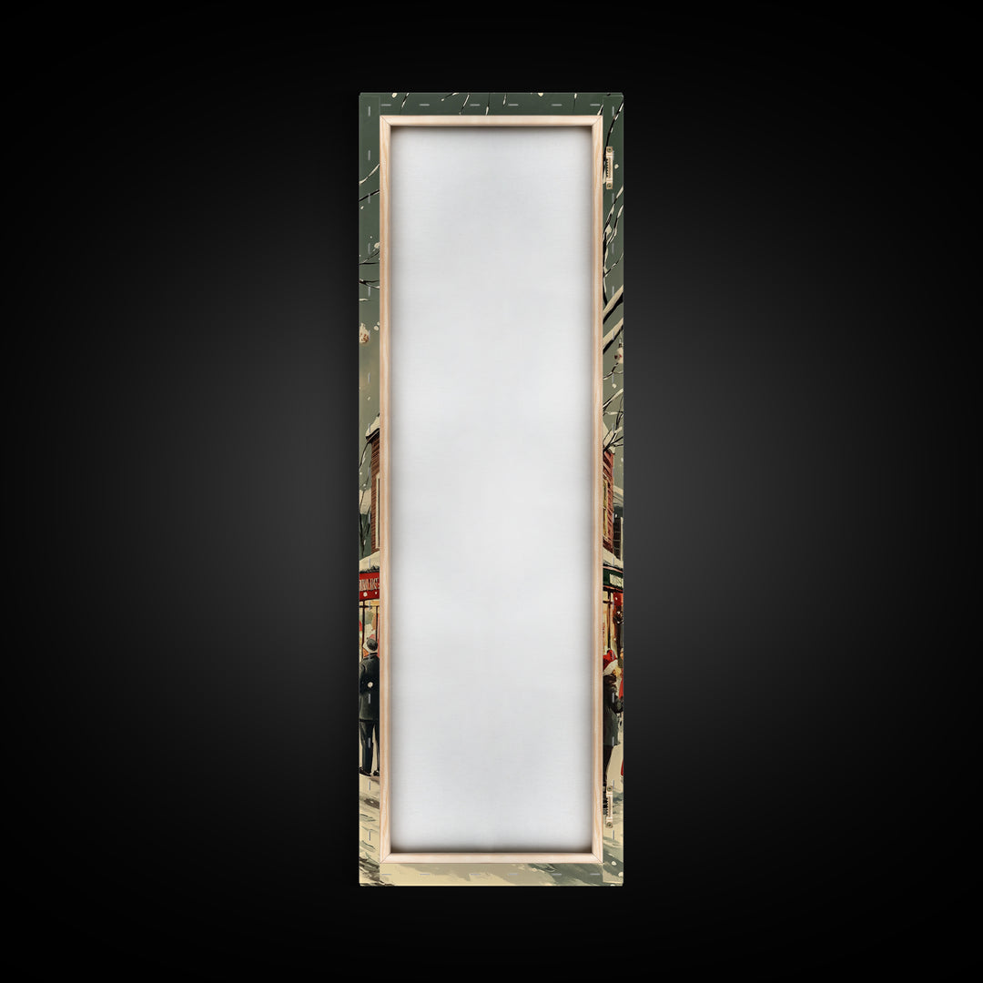 Christmas tree town square painting festive holiday decor framed canvas print, classic winter village, nostalgic seasonal wall art