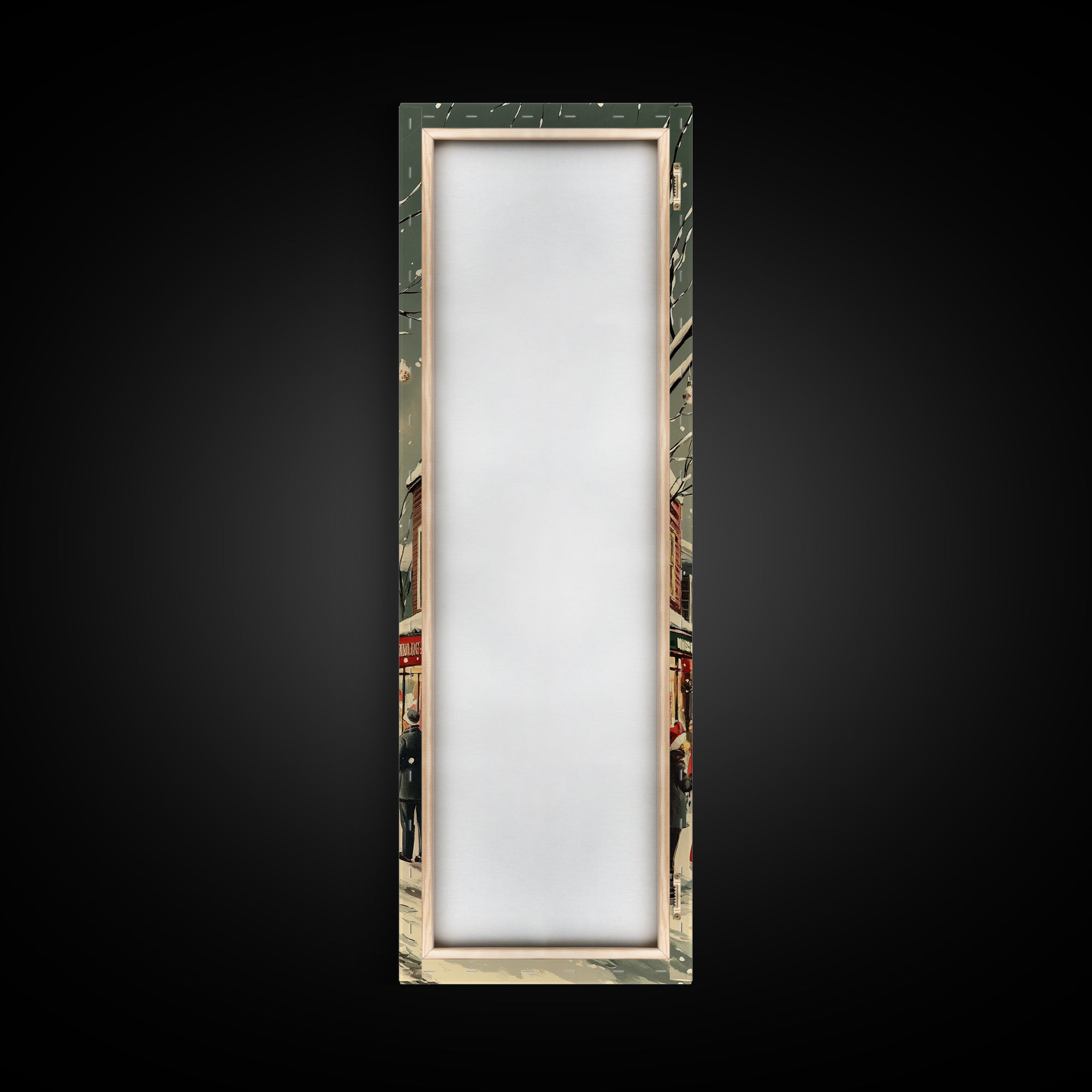 Christmas tree town square painting festive holiday decor framed canvas print, classic winter village, nostalgic seasonal wall art