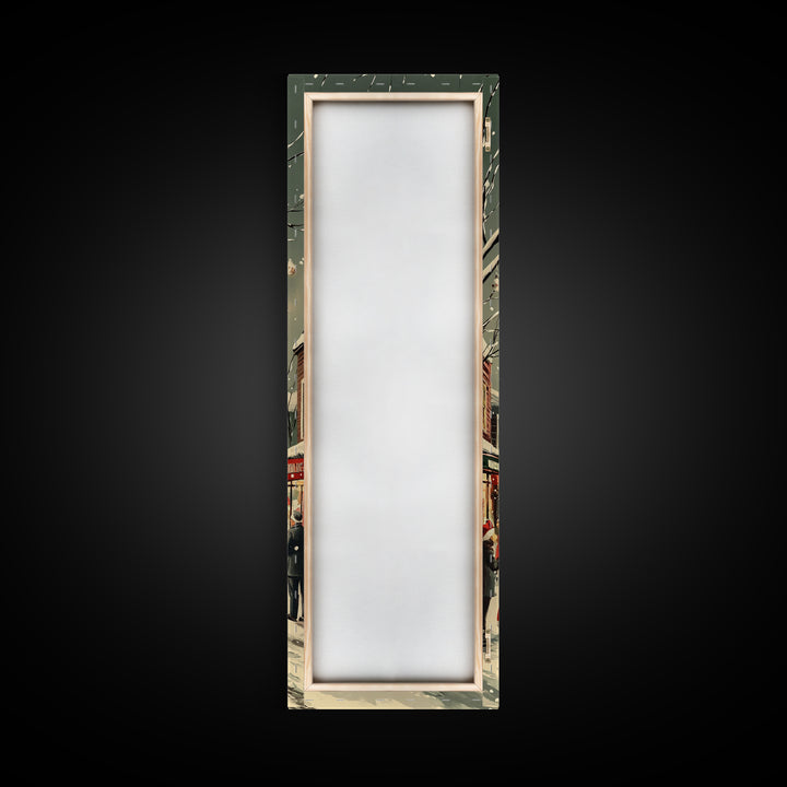 Christmas tree town square painting festive holiday decor framed canvas print, classic winter village, nostalgic seasonal wall art