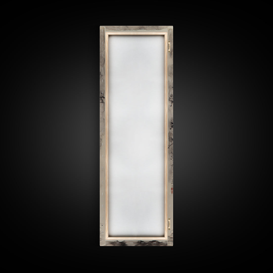 Canvas Print Moon and Tree Painting, Mystical Wabi Sabi Wall Art, Japanese-Inspired Rustic Decor, Above Bed Wall Art Gift Him