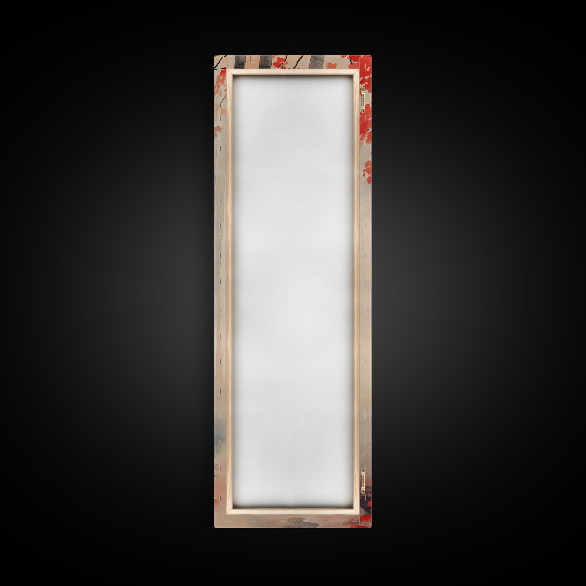 Birch Trees and Red Leaves Framed Canvas Print – Fall Vibes, Rustic Wall Art, Birch Tree Art, Cozy Autumn Theme, Living Room Art, Above Couch Decor