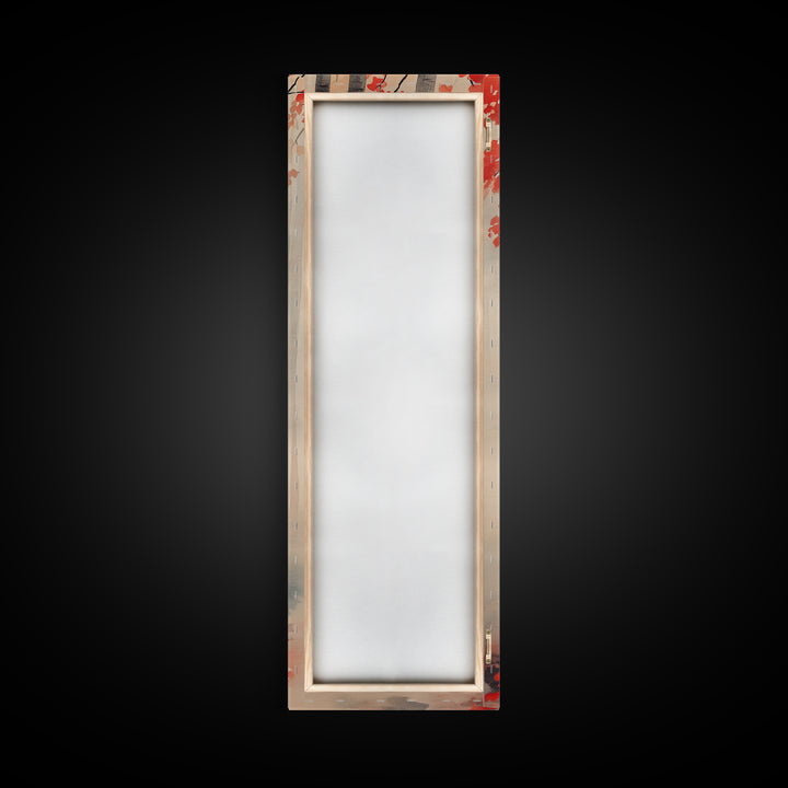 Birch Trees and Red Leaves Framed Canvas Print – Fall Vibes, Rustic Wall Art, Birch Tree Art, Cozy Autumn Theme, Living Room Art, Above Couch Decor