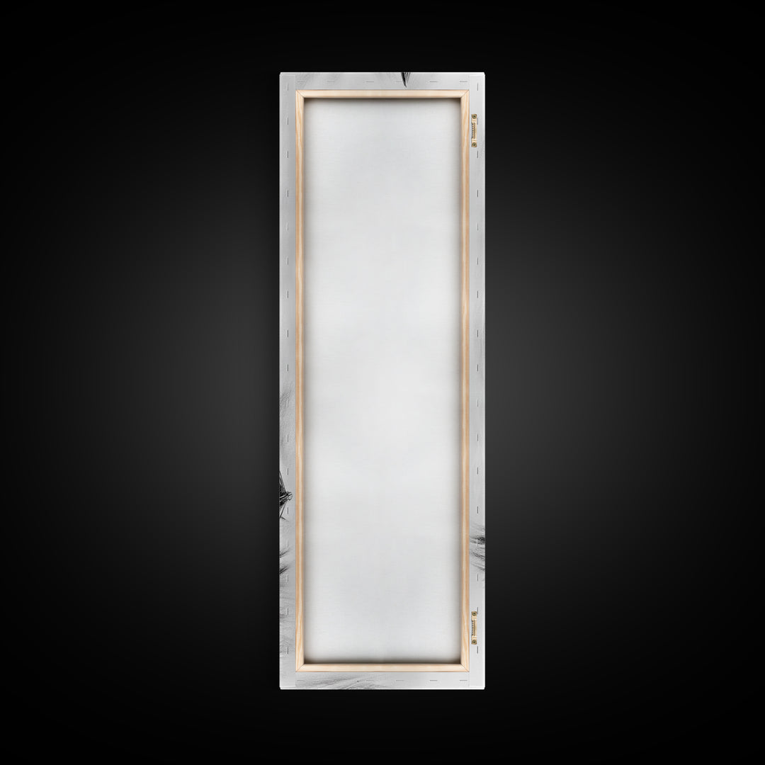 Charcoal Sketch of a Sailboat, Framed Canvas Print, Nautical Decorl Nautical Wall Art, Sailboat Painting, Sail Boat Art, Tall Skinny Wall Art