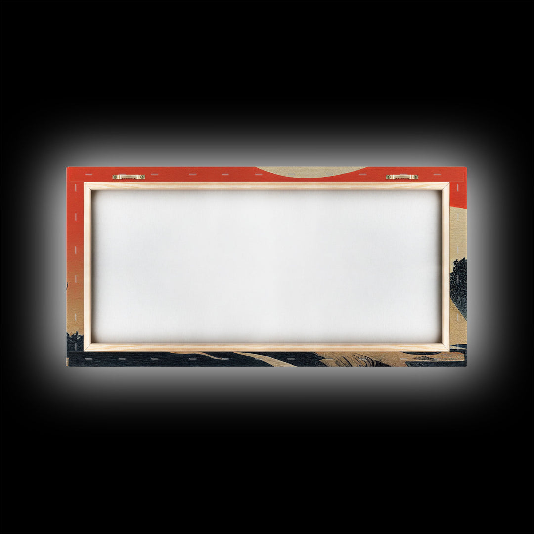 Japanese Samurai Fighting A Tidal Wave, ready to hang canvas print wall art, framed canvas wall art, mancave decor