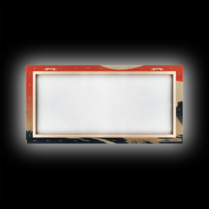 Japanese Samurai Fighting A Tidal Wave, ready to hang canvas print wall art, framed canvas wall art, mancave decor