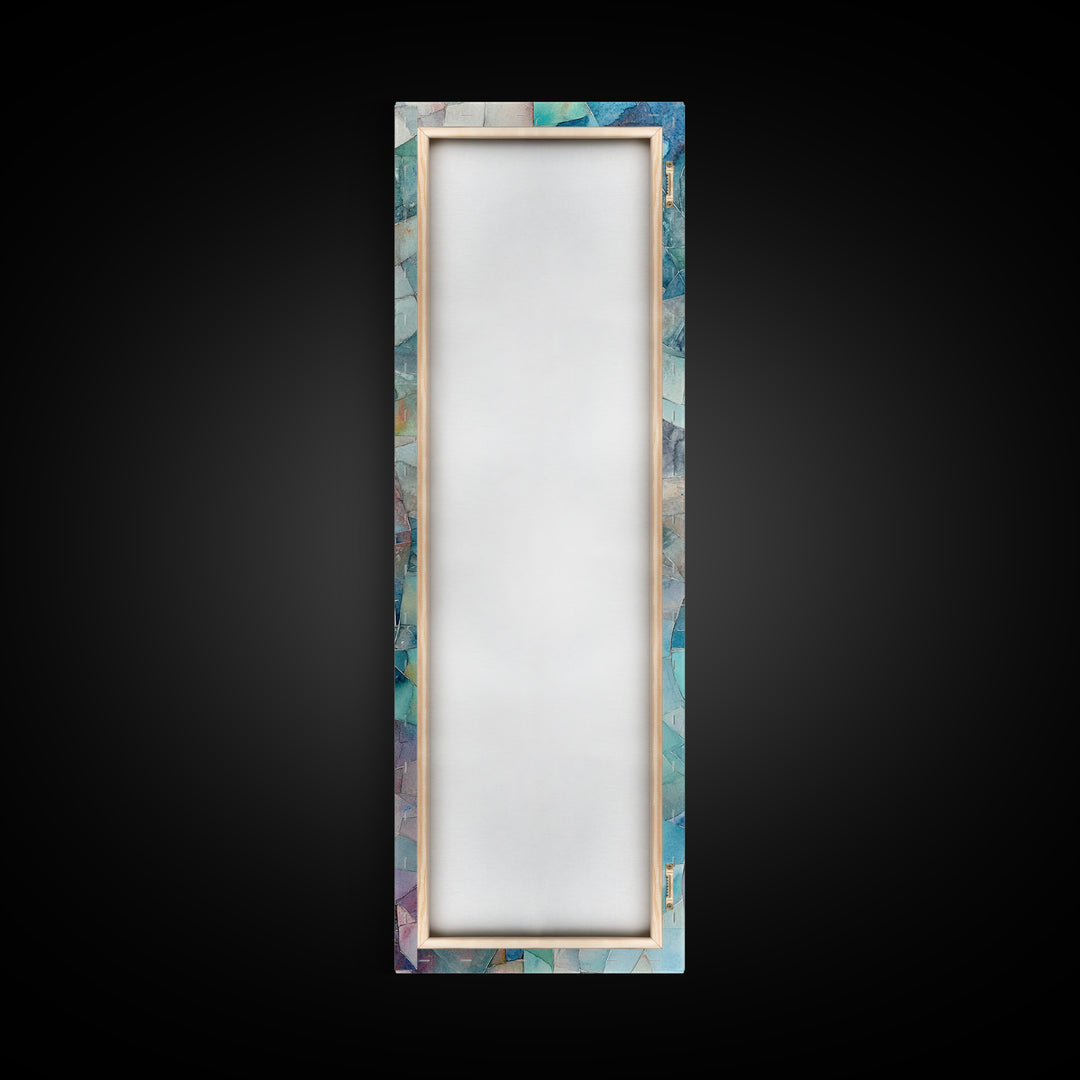 Mosaic Style Framed Canvas Print with Soft Pastel Tones, Mosaic Wall Art, Abstract Art, Vertical Wall Art, Coastal Decor, Bedroom Art