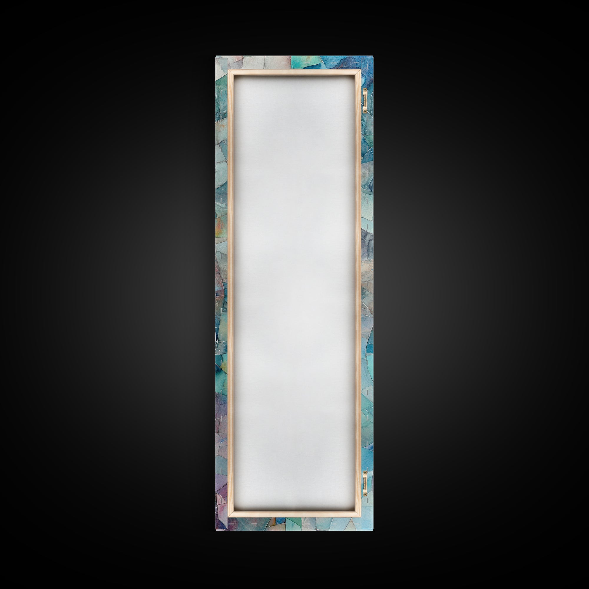 Mosaic Style Framed Canvas Print with Soft Pastel Tones, Mosaic Wall Art, Abstract Art, Vertical Wall Art, Coastal Decor, Bedroom Art
