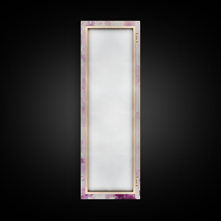 Shimmer Palette Canvas Print, contemporary gemstone painting in pink and purple hues, long narrow wall art with modern abstract vibes.
