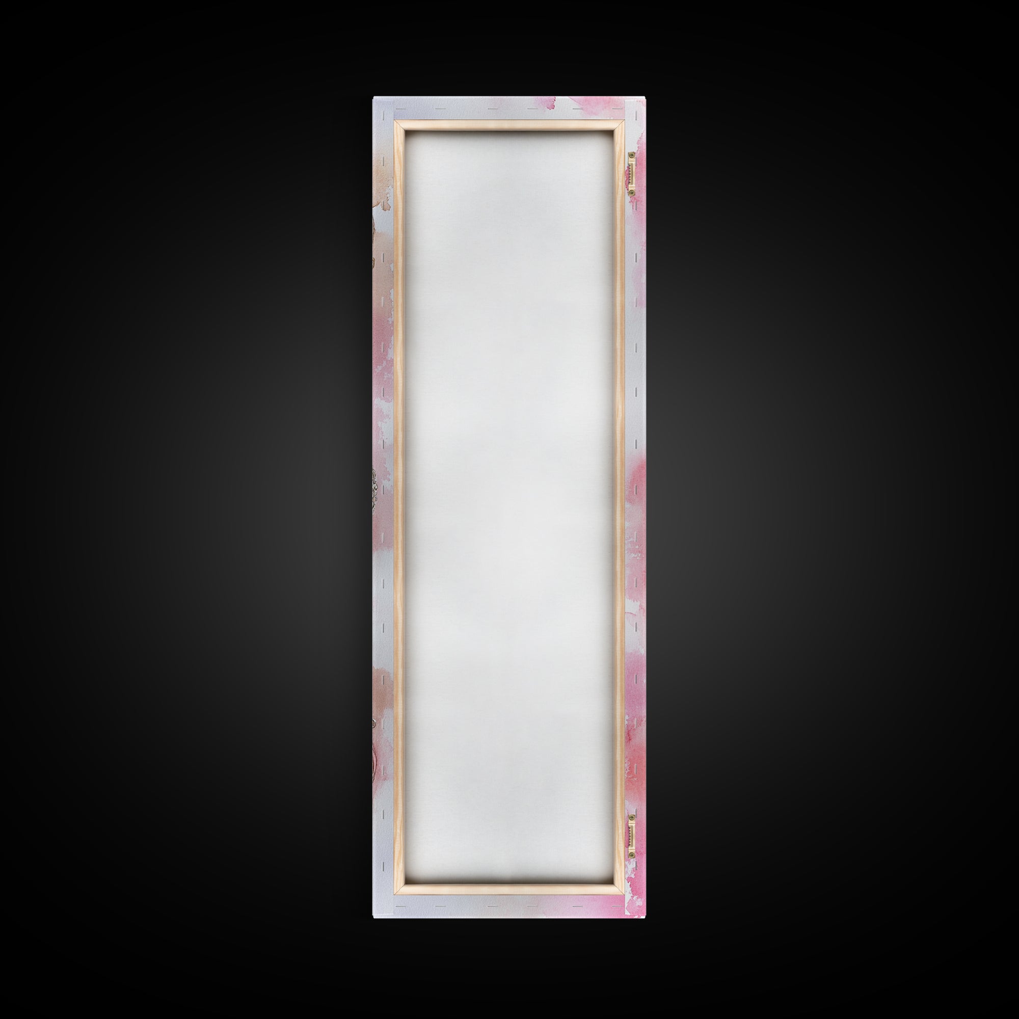 Ornate Frame Canvas Print, art nouveau-inspired pink framed decor with a touch of wabi sabi, classic vertical wall art for elegant spaces.