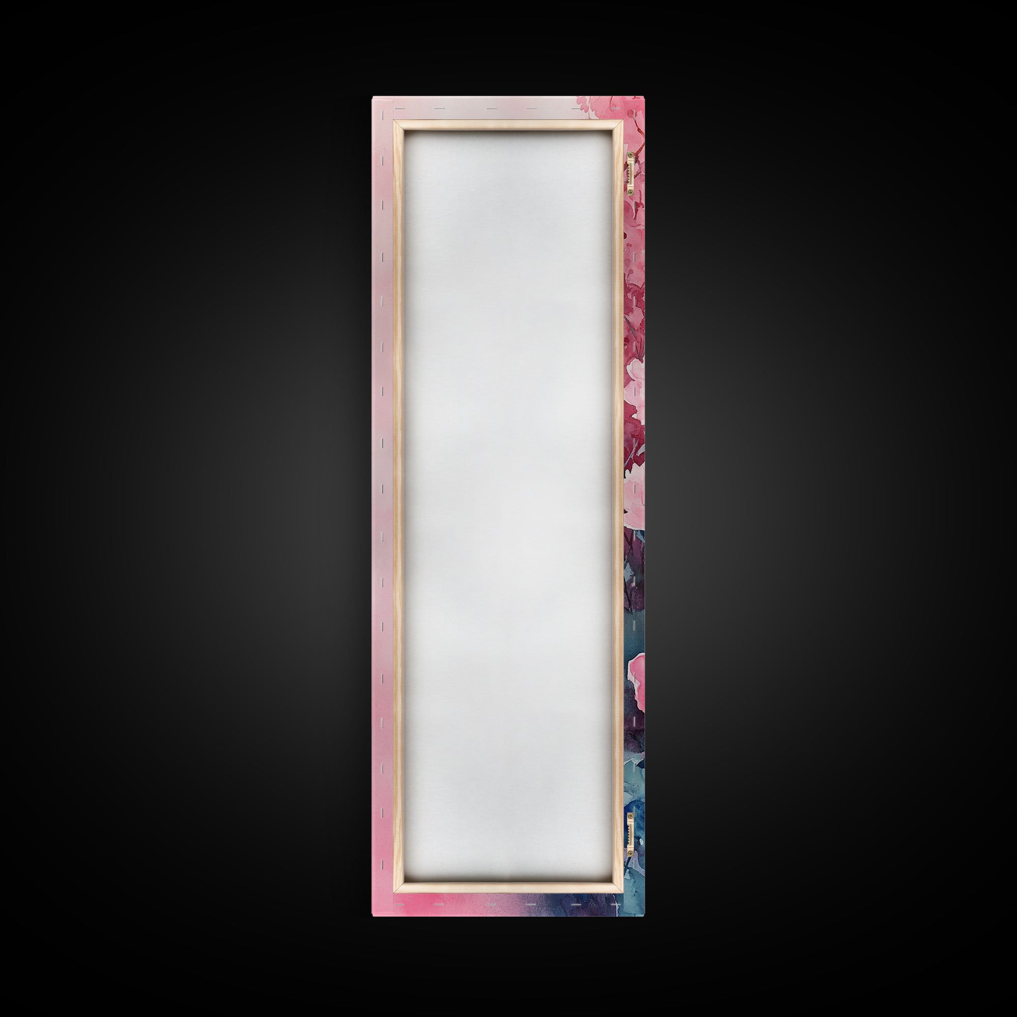 Romantic Rose Painting Framed Canvas Print with Light Pink Wall Art Featuring Cherry Blossom Details and Cozy Bedroom Decor Accents