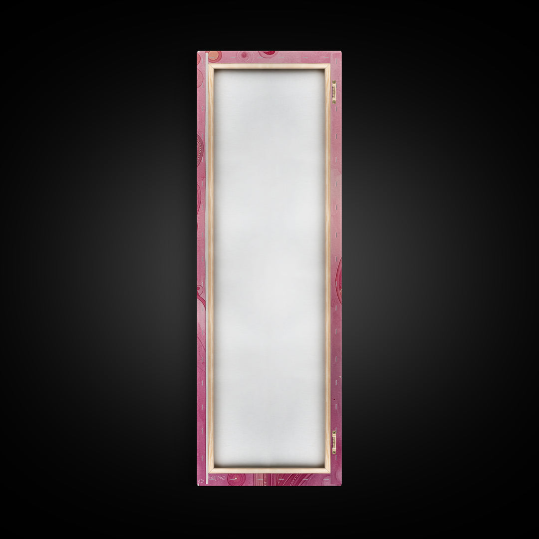 Abstract Botanical Framed Canvas Print Art Nouveau Print Pink Wall Art Whimsical Art Bedroom Decor Vertical Wall Art Boho Art