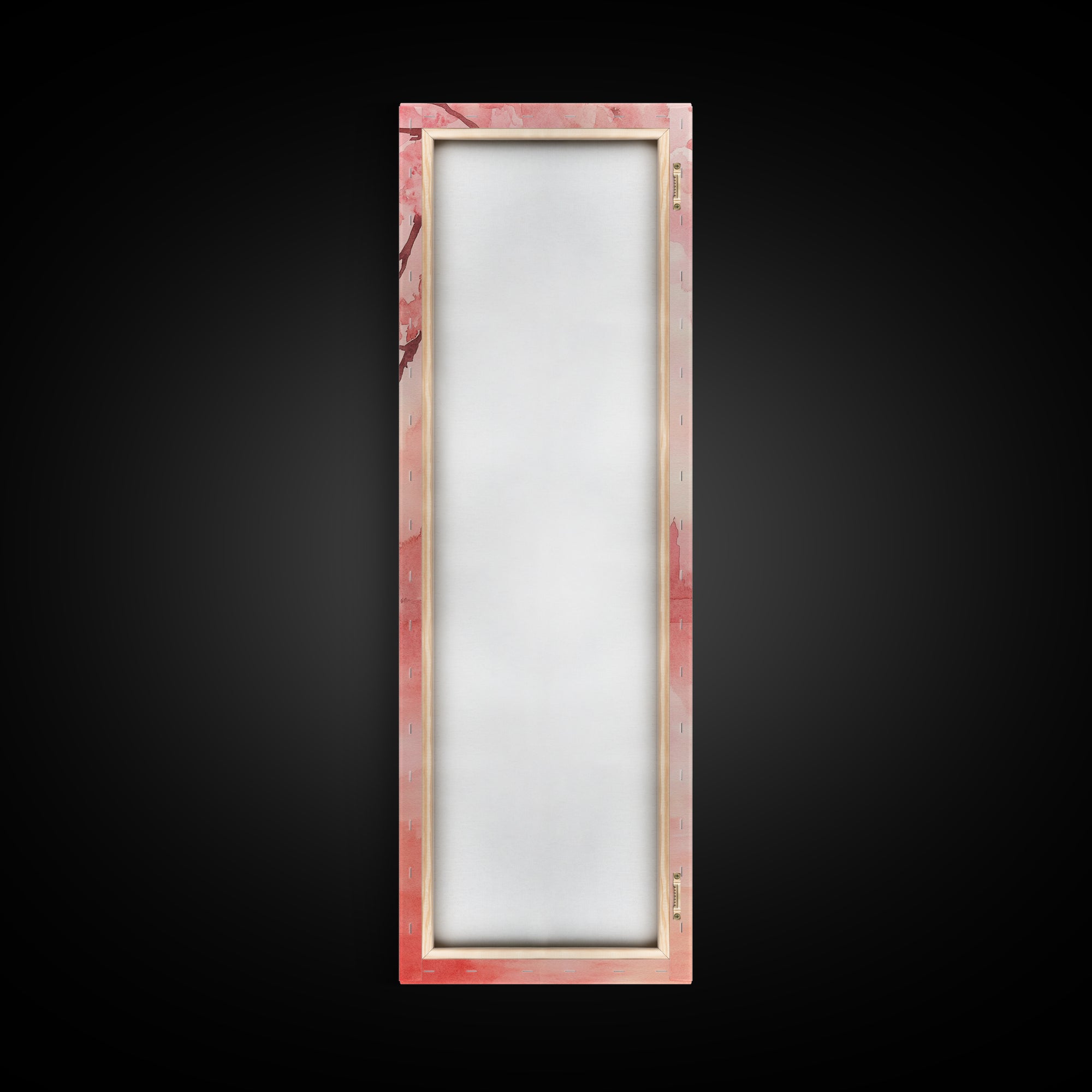 Eiffel Tower Reflection Pink Cherry Blossom Canvas Print Paris Wall Art Romantic Landscape Long Narrow Above Bed Vertical Art