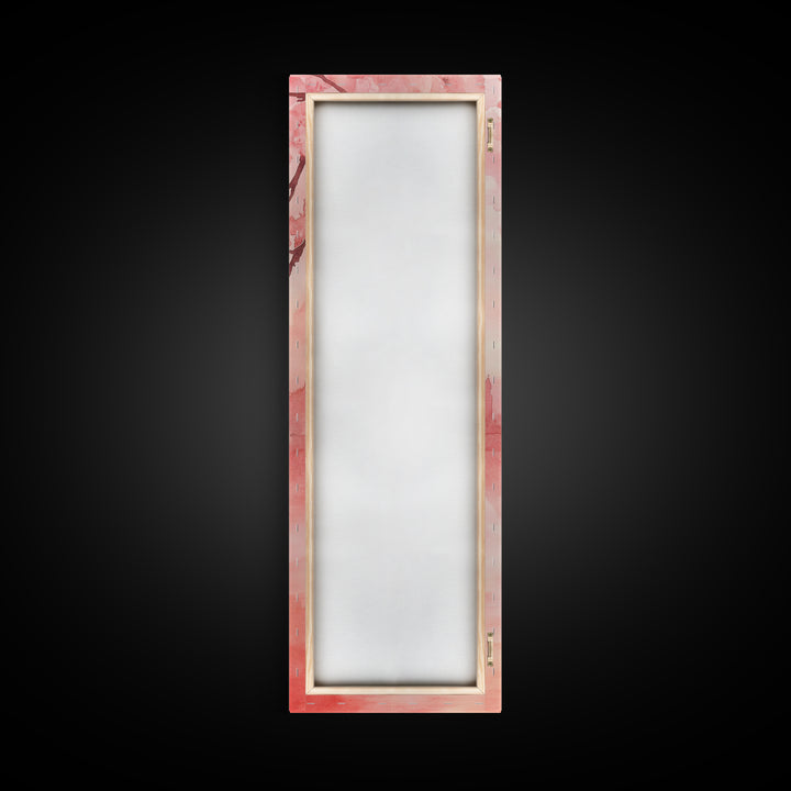 Eiffel Tower Reflection Pink Cherry Blossom Canvas Print Paris Wall Art Romantic Landscape Long Narrow Above Bed Vertical Art