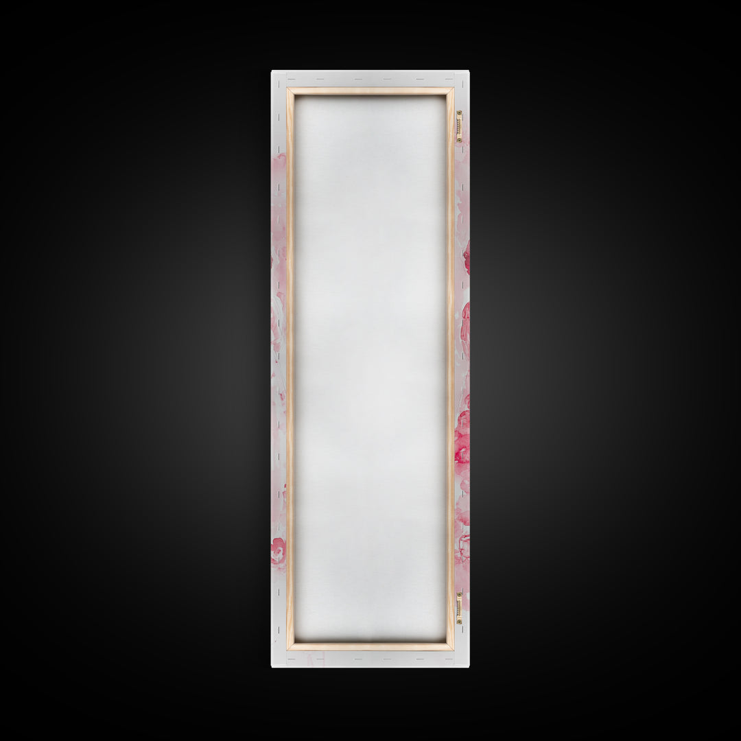 Dreamy Cherry Blossom Dresses Framed Canvas Print, Light Pink Wall Art, Botanical Prints, Whimsical Art, Above Sofa or Bedroom Decor