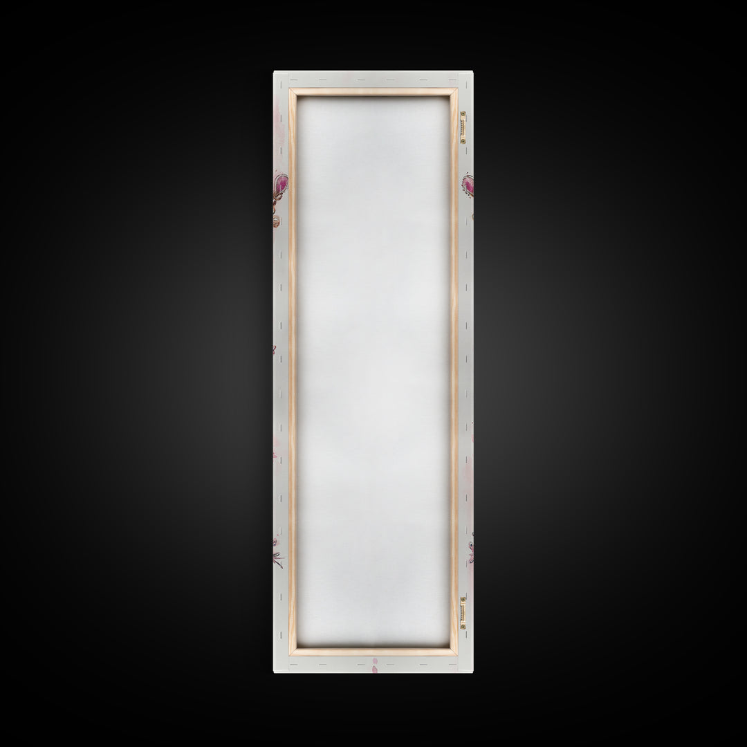 Royal Pink Tiara Framed Canvas Print Princess Gemstone Painting Feminine Wabi Sabi Art Vertical Wall Art Elegant Home Decor