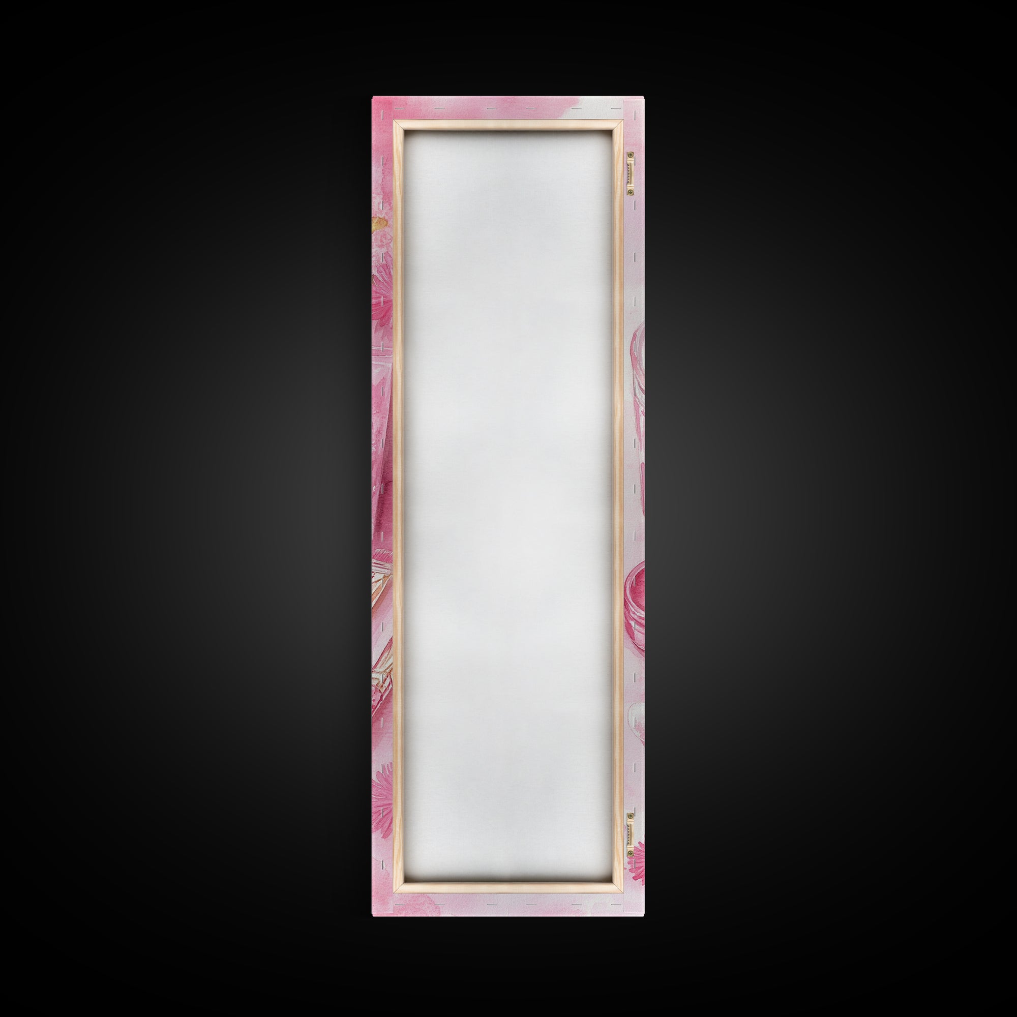 Pastel Pink Beauty Tools Canvas Print Feminine Wall Art Light Pink Bathroom Decor Makeup Lover Rustic Vertical Artwork Girly
