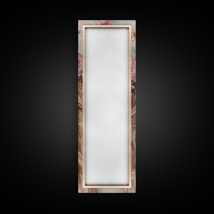 Floral Goddess Portrait Canvas Print Cherry Blossom Painting Feminine Art Bedroom Decor Light Pink Vertical Artwork Boho