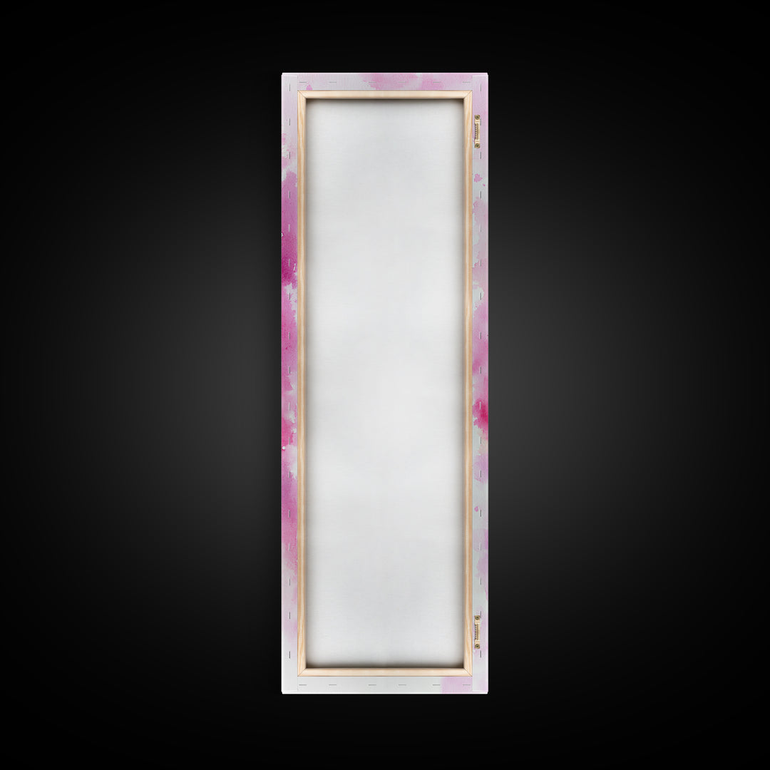 Pink Lipstick Duo Canvas Print, Whimsical Minimalist Vertical Wall Art, Light Pink Cosmetic Art, Gift Idea, Bedroom Skinny Artwork