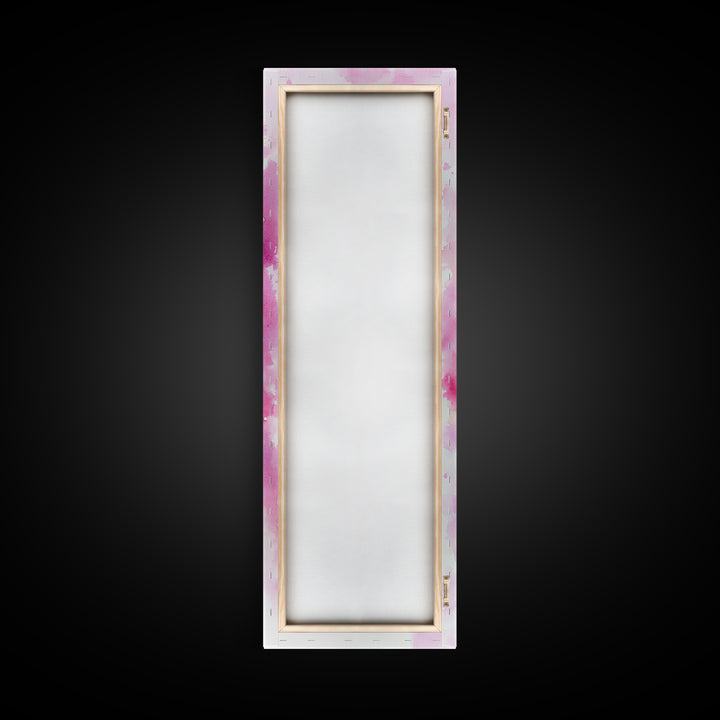 Pink Lipstick Duo Canvas Print, Whimsical Minimalist Vertical Wall Art, Light Pink Cosmetic Art, Gift Idea, Bedroom Skinny Artwork