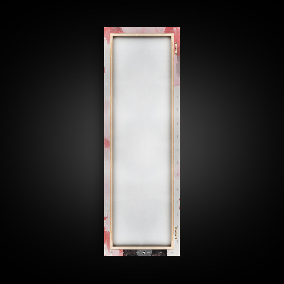 Abstract Vinyl Records Canvas Print, Retro Music Lover Wall Art, Light Pink Minimalist Art, Vertical Skinny Living Room Decor