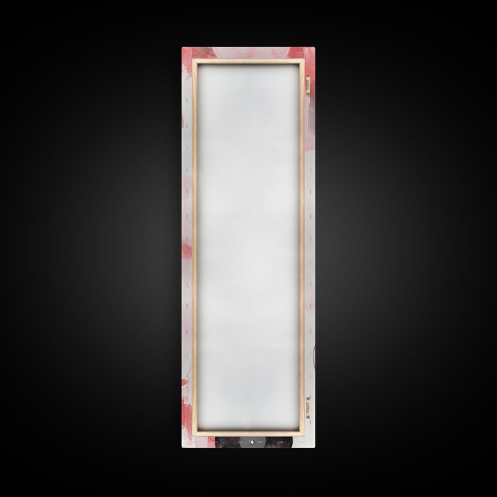 Abstract Vinyl Records Canvas Print, Retro Music Lover Wall Art, Light Pink Minimalist Art, Vertical Skinny Living Room Decor