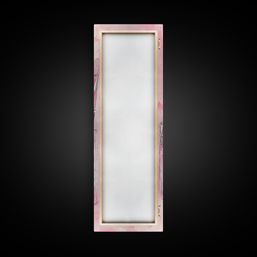 Delicate Makeup Illustration Canvas Print Pink Abstract Art Feminine Wall Decor Light Pink Wall Art Gift Idea Unique Painting