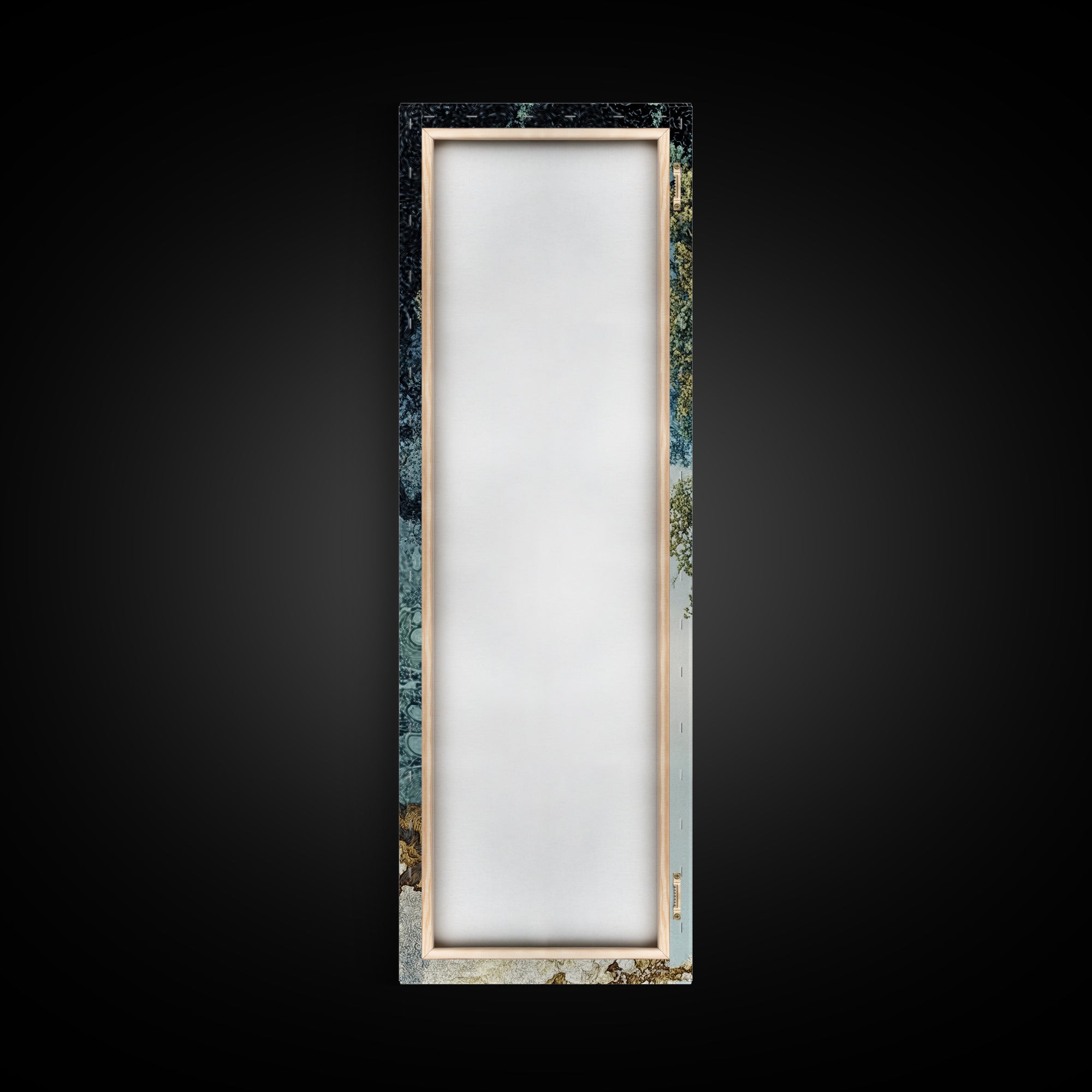 Detailed Oak Tree Framed Canvas Print in Textured Earth Tones, Tall Narrow Wall Art for Living Room or Bedroom Rustic Decor