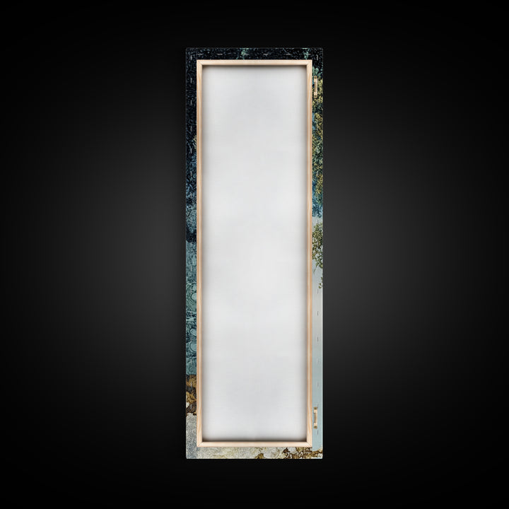 Detailed Oak Tree Framed Canvas Print in Textured Earth Tones, Tall Narrow Wall Art for Living Room or Bedroom Rustic Decor