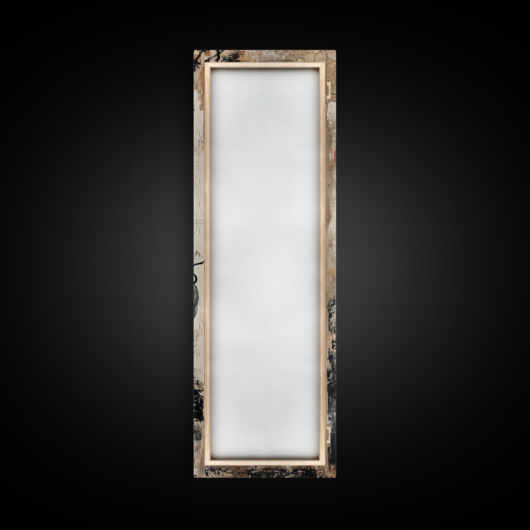 Rustic Buffalo Art Canvas Print, Wabi Sabi Minimalist Decor, Red Sun Vertical Art, Farmhouse Living Room Rustic Wall Artwork