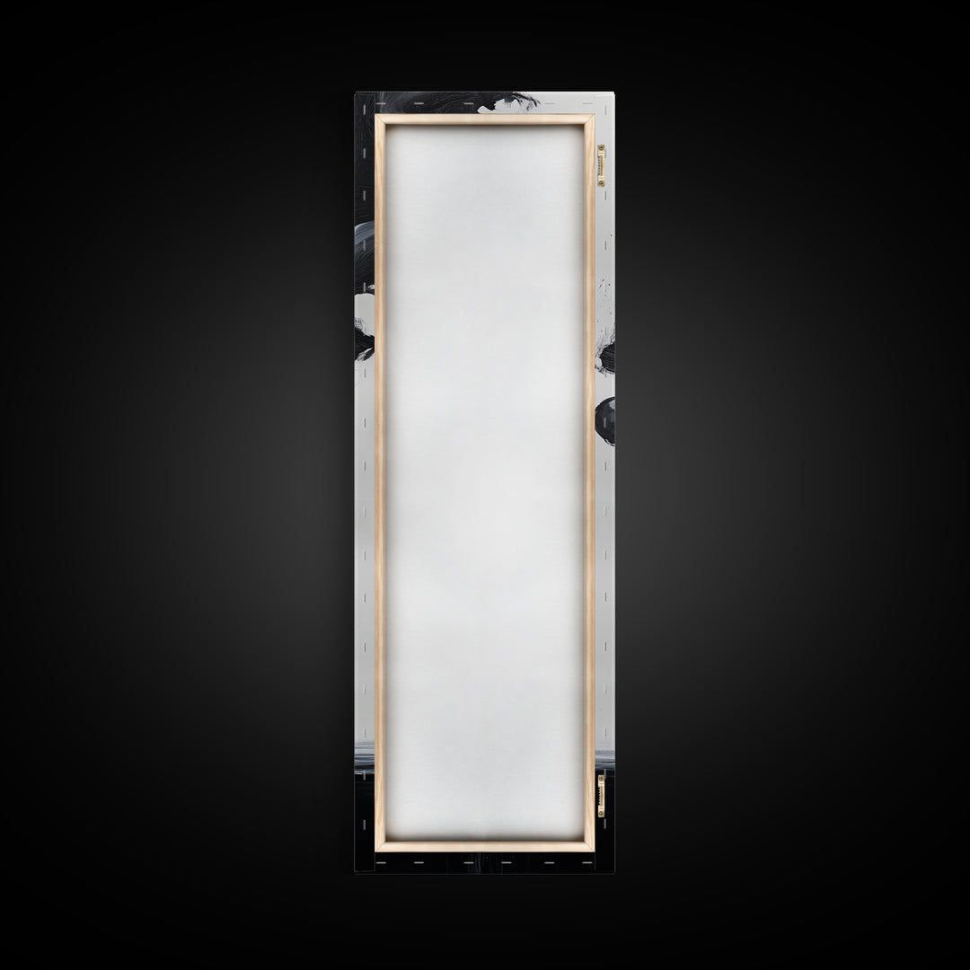 Smoke Abstract Art Canvas Print Black White Contemporary Modern Home Decor Moody Wall Art Vertical Long Narrow Artwork