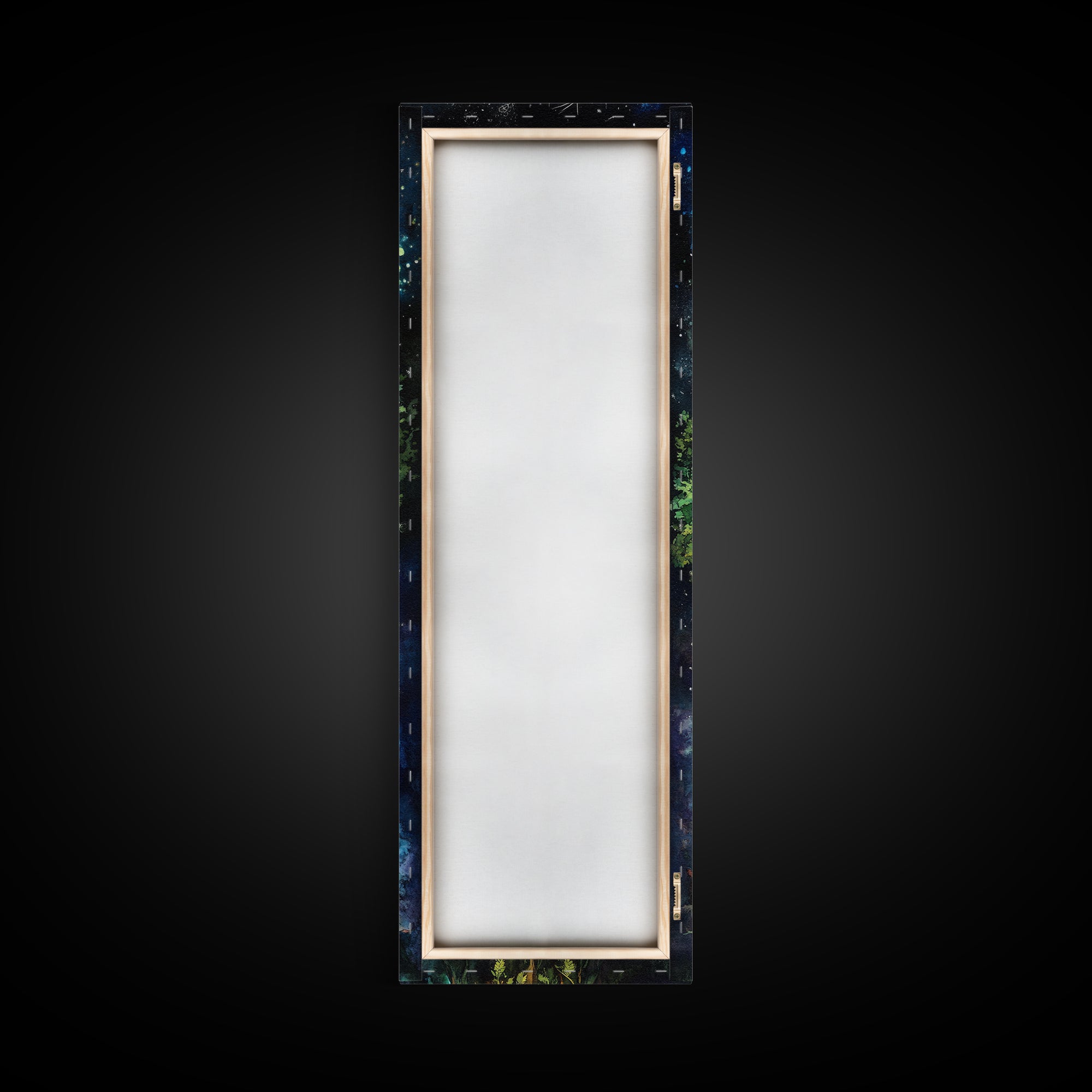 Celestial Tree Canvas Print With Cosmic Sacred Geometry Art, Whimsical Night Sky Scene, Panoramic Art Ideal Above Sofa Wall Decor