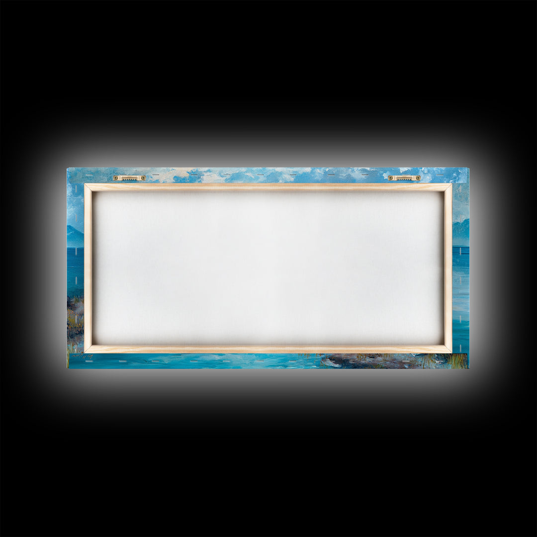 Boat on Tranquil Lake Canvas Print Coastal Landscape Art Nautical Wall Art Rustic Decor Above Sofa Artwork Bedroom Art Original Painting