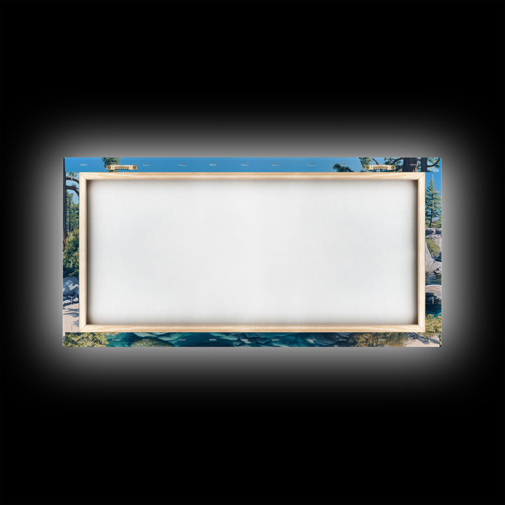 Crystal Clear Lake Canvas Print Lake Tahoe Art Coastal Landscape Artwork Bedroom Decor Horizontal Wall Art Nature Painting Original