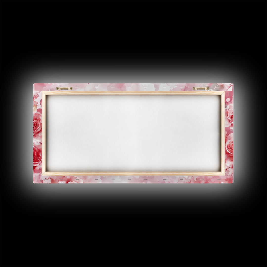 Romantic Rose Painting Framed Canvas Print Featuring Rose Painting and Pink Wall Art Botanical Prints Rustic Art Living Room Decor