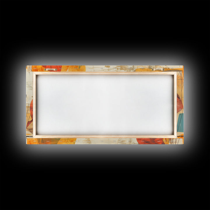 Abstract Bull Duo Framed Canvas Print Rustic Wall Art Geometric Bull Art Living Room Decor Bull and Bear Art Rustic Farmhouse Art