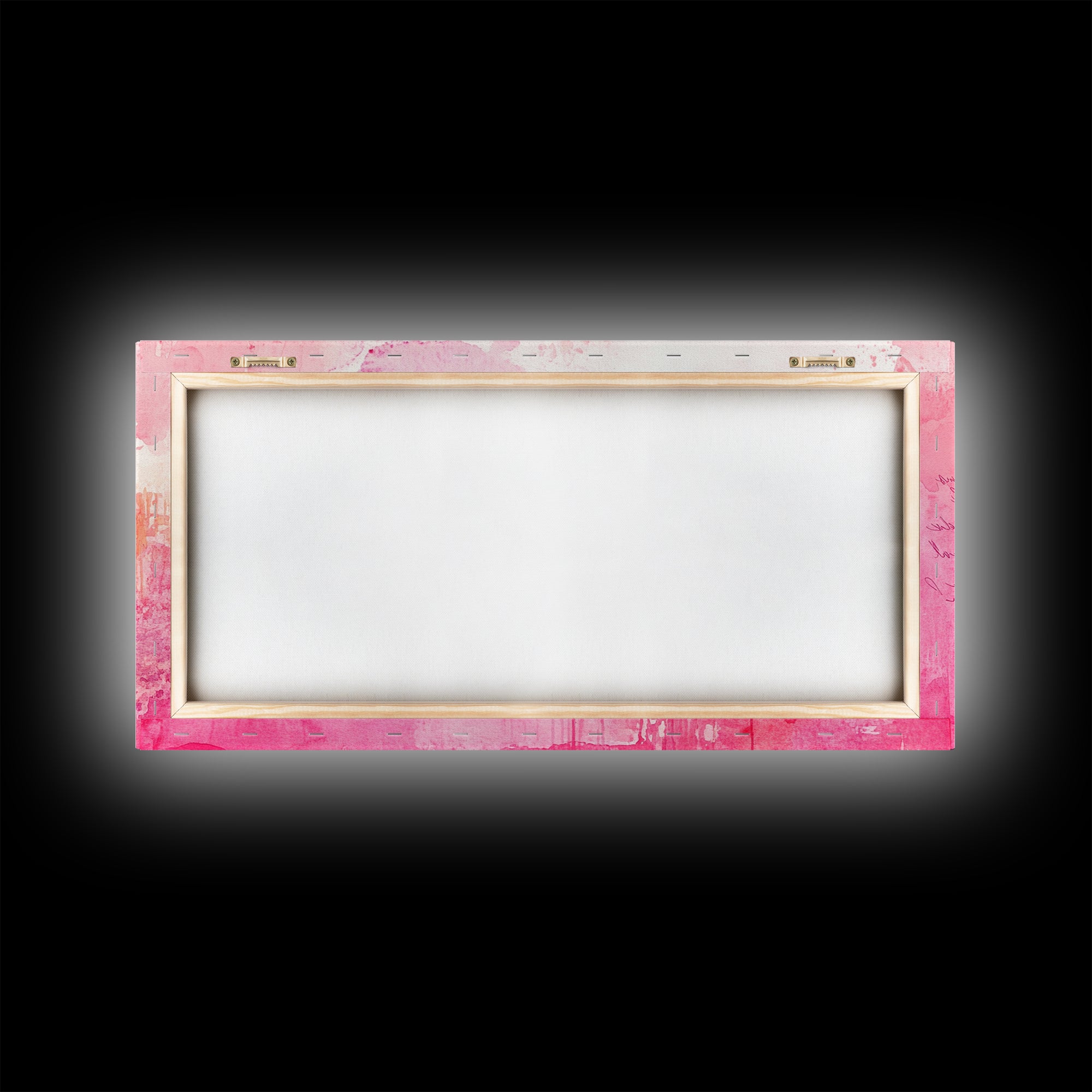 Abstract Pink Writing Framed Canvas Print, Light Pink Wall Art Chinoiserie Whimsical Decor, Rustic Wall Art Horizontal Gift Idea