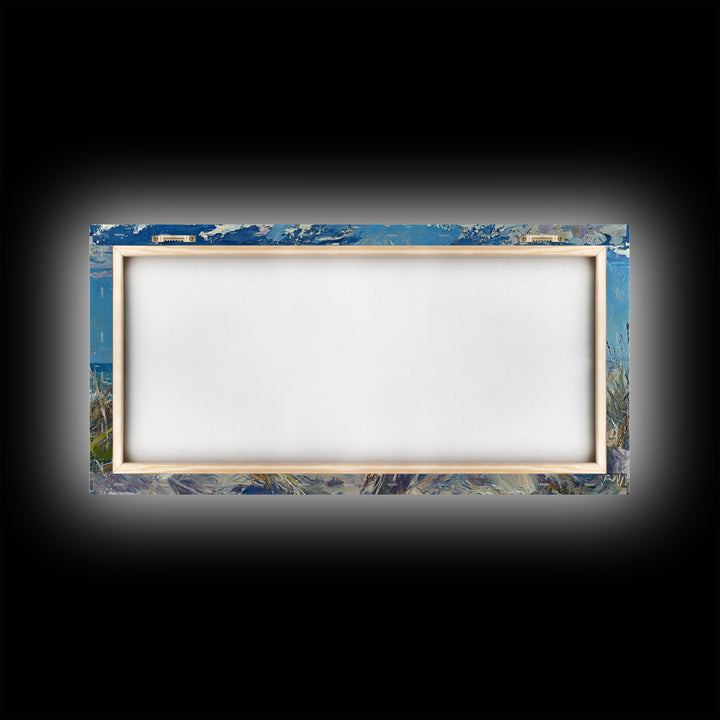 Coastal Cowgirl Framed Canvas Print Coastal Landscape Art Nautical Decor Ocean View Art Horizontal Wall Art Above Bed Wall Art