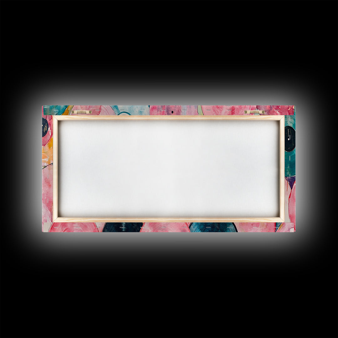 Retro Vinyl Records Canvas Print Lofi Art Chicano Wall Art Skinny Wall Art Living Room Decor Music Gift Idea Bedroom Art