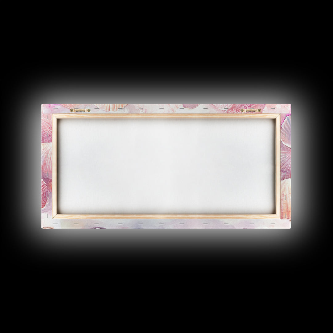 Coastal Seashell Canvas Print, Nautical Wall Art, Coastal Decor, Rustic Beach Art, Light Pink Shell Painting, Coastal Landscape Art Gift