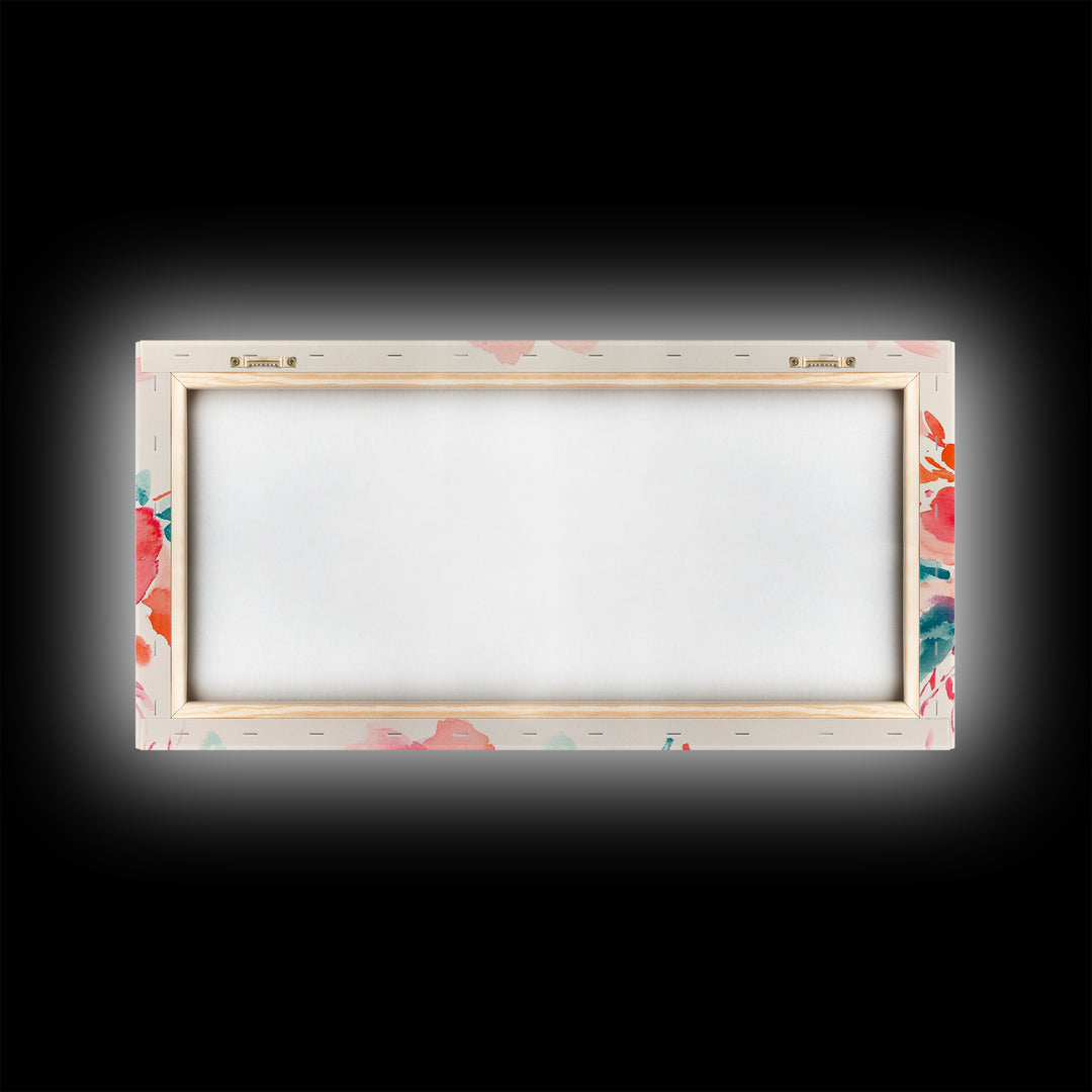 Bright Wildflower Canvas Print | Pink Orange Botanical Art | Nature Inspired Wall Decor | Living Room Framed Artwork | Unique Gift Idea