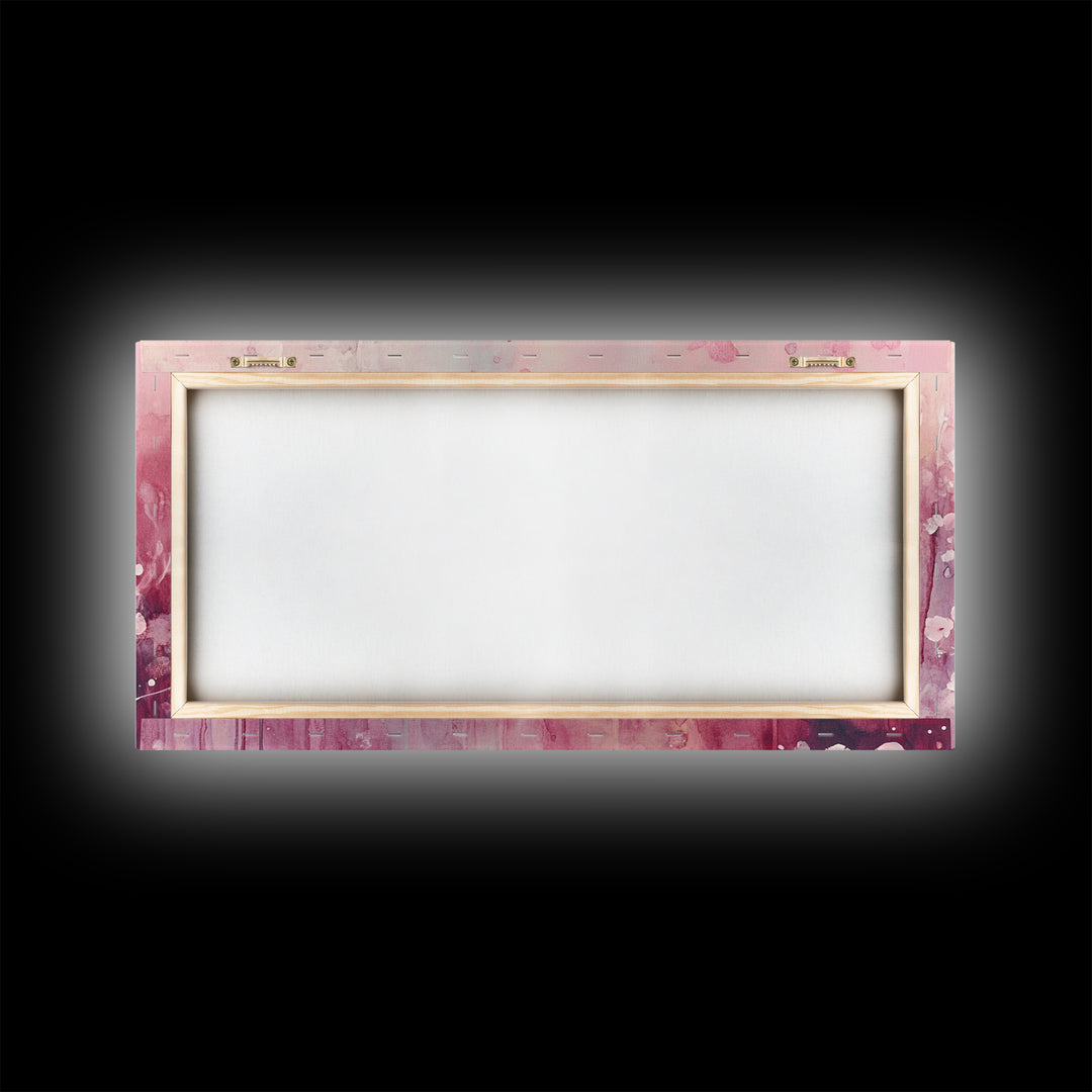 Romantic Doves Framed Canvas Print, Whimsical Pink and White Wall Art, Cherry Blossom Painting, Bedroom or Living Room Gift Idea