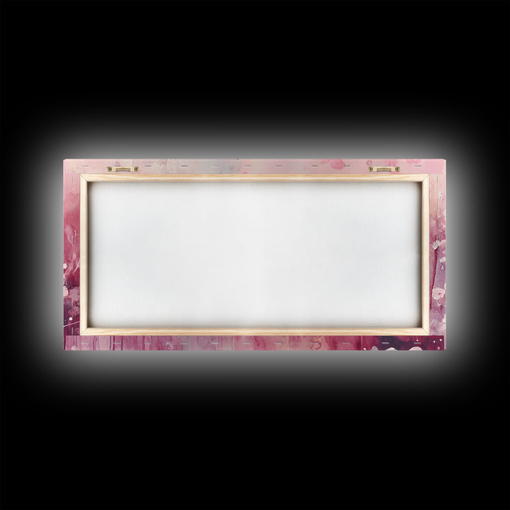 Romantic Doves Framed Canvas Print, Whimsical Pink and White Wall Art, Cherry Blossom Painting, Bedroom or Living Room Gift Idea