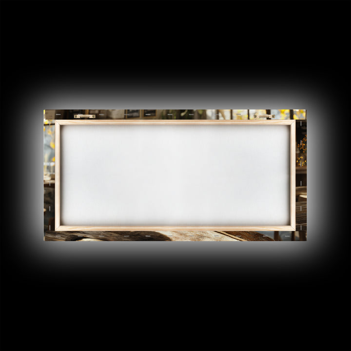 Cozy Cafe Latte Framed Canvas Print - Coffee Wall Art Kitchen Decor - Rustic Farmhouse Style Food Review Art - Gift Idea Her