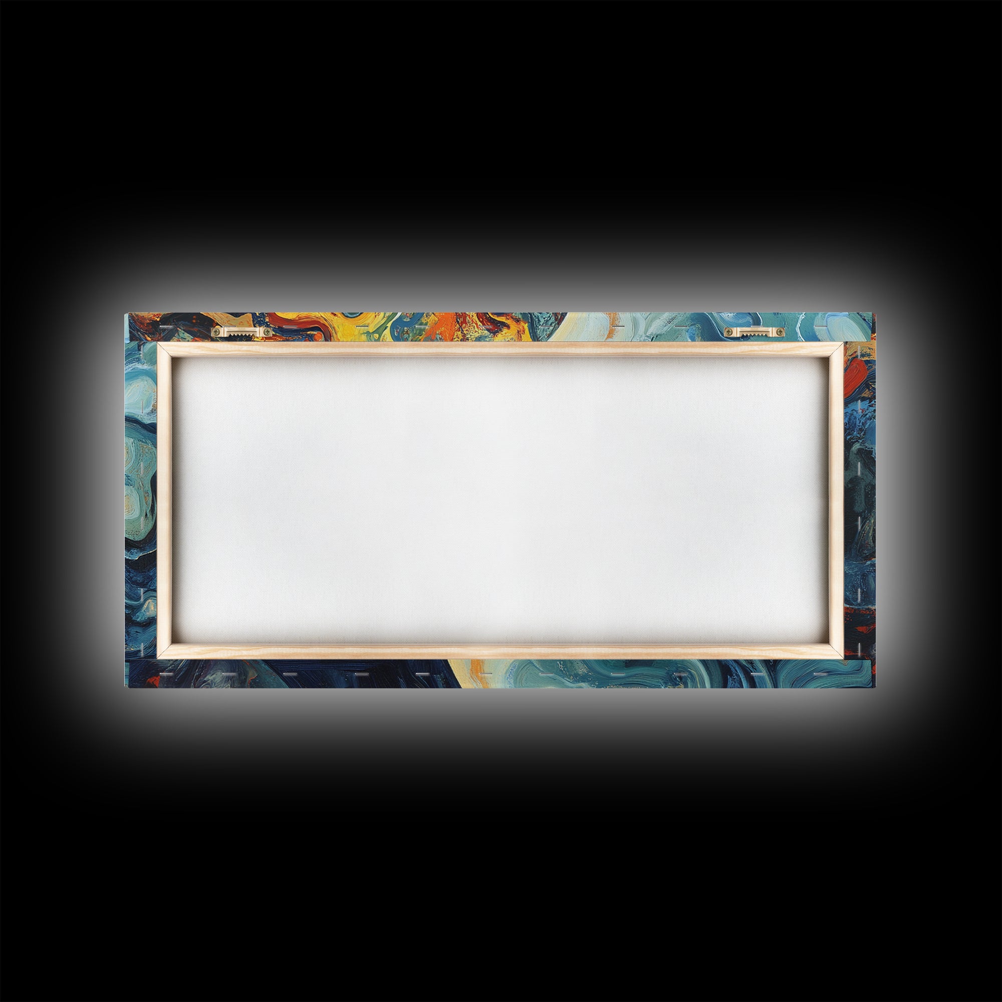 Abstract Woman Mind Framed Canvas Print - Artistic Brain Art Therapy Decor - Blue and Green Geometric Wall Art Minimalist Style