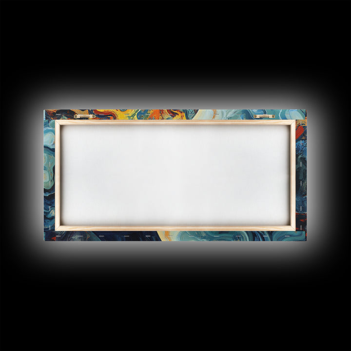 Abstract Woman Mind Framed Canvas Print - Artistic Brain Art Therapy Decor - Blue and Green Geometric Wall Art Minimalist Style