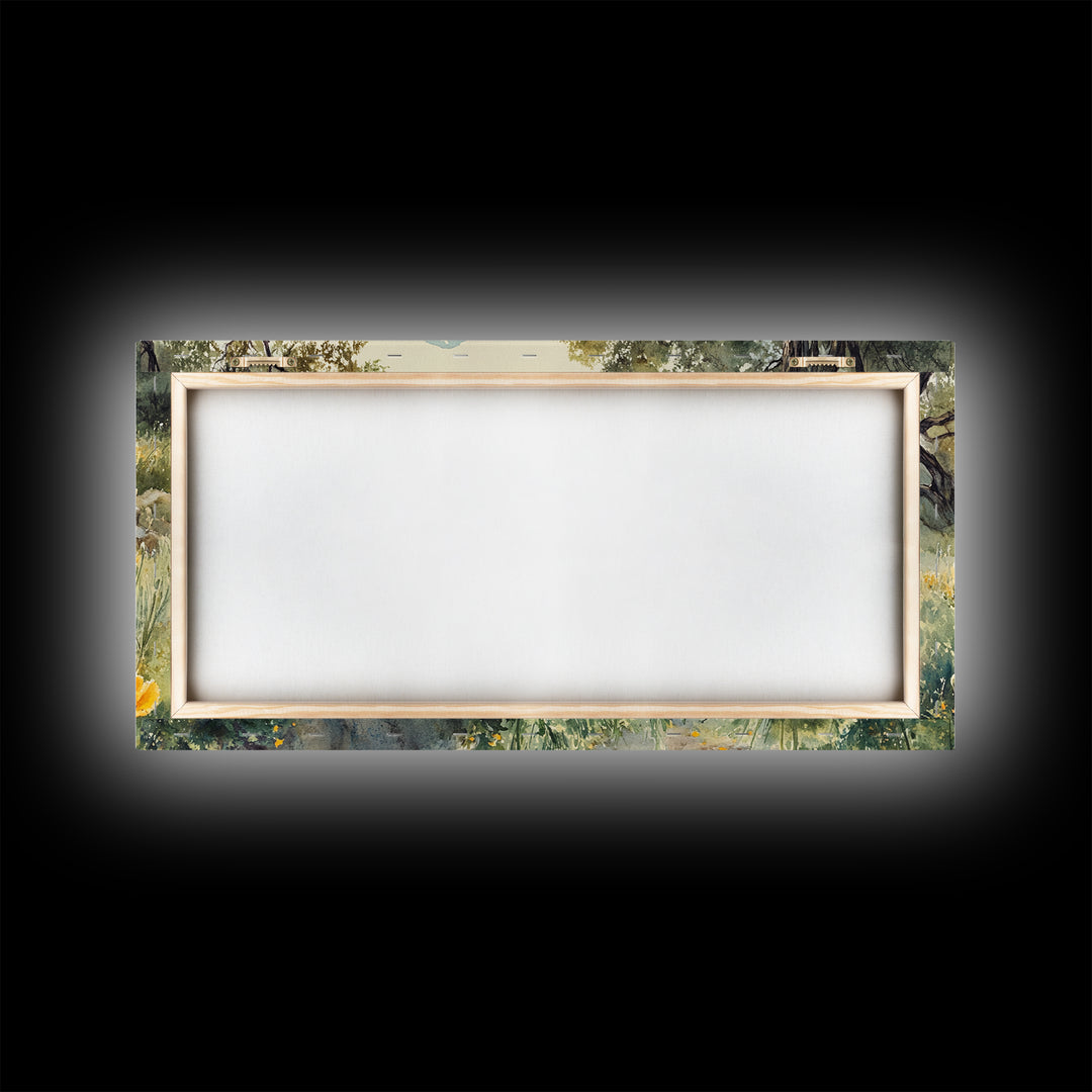 California Poppy Art Landscape Framed Canvas Print Wildflower Wall Art Rustic Decor Above Sofa Living Room Art Gift Idea