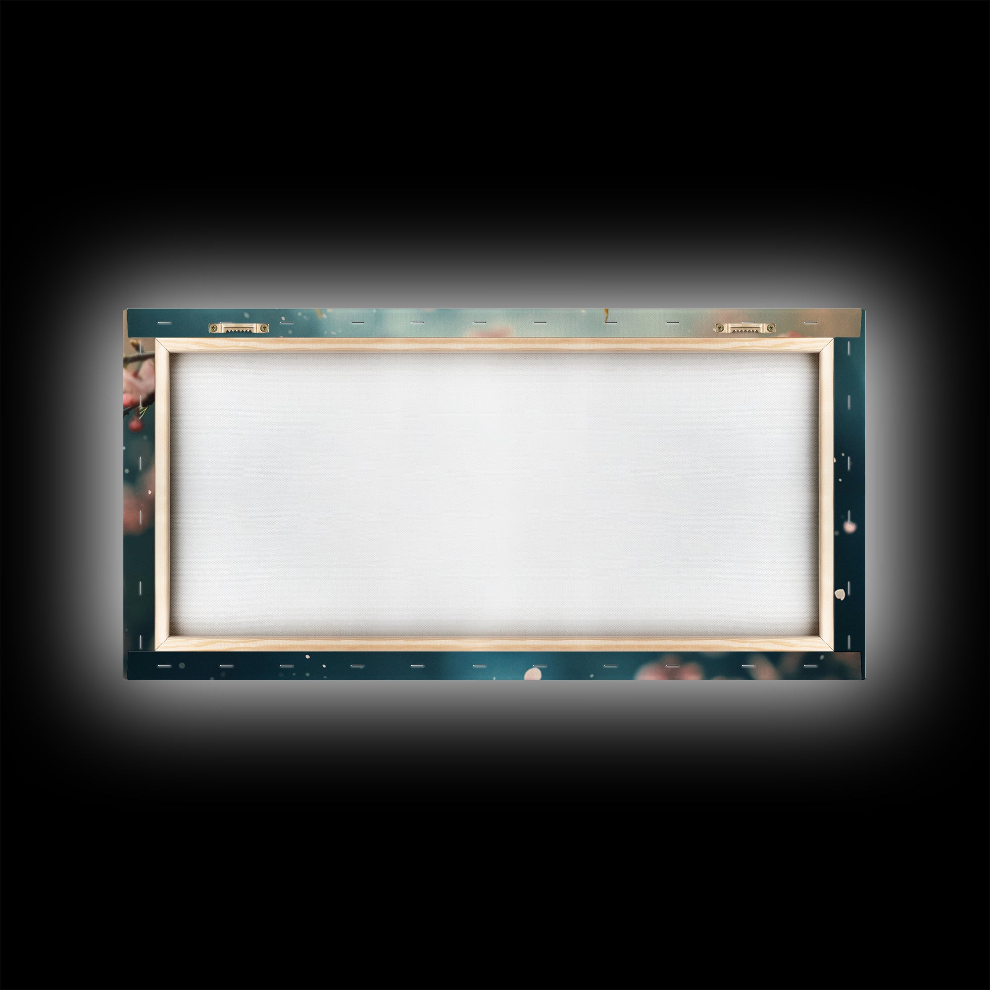 Blossoming Cherry Branch Framed Canvas Print Japanese Style Rustic Decor Great Gift Idea Botanical Prints Beautiful Bedroom Wall Art