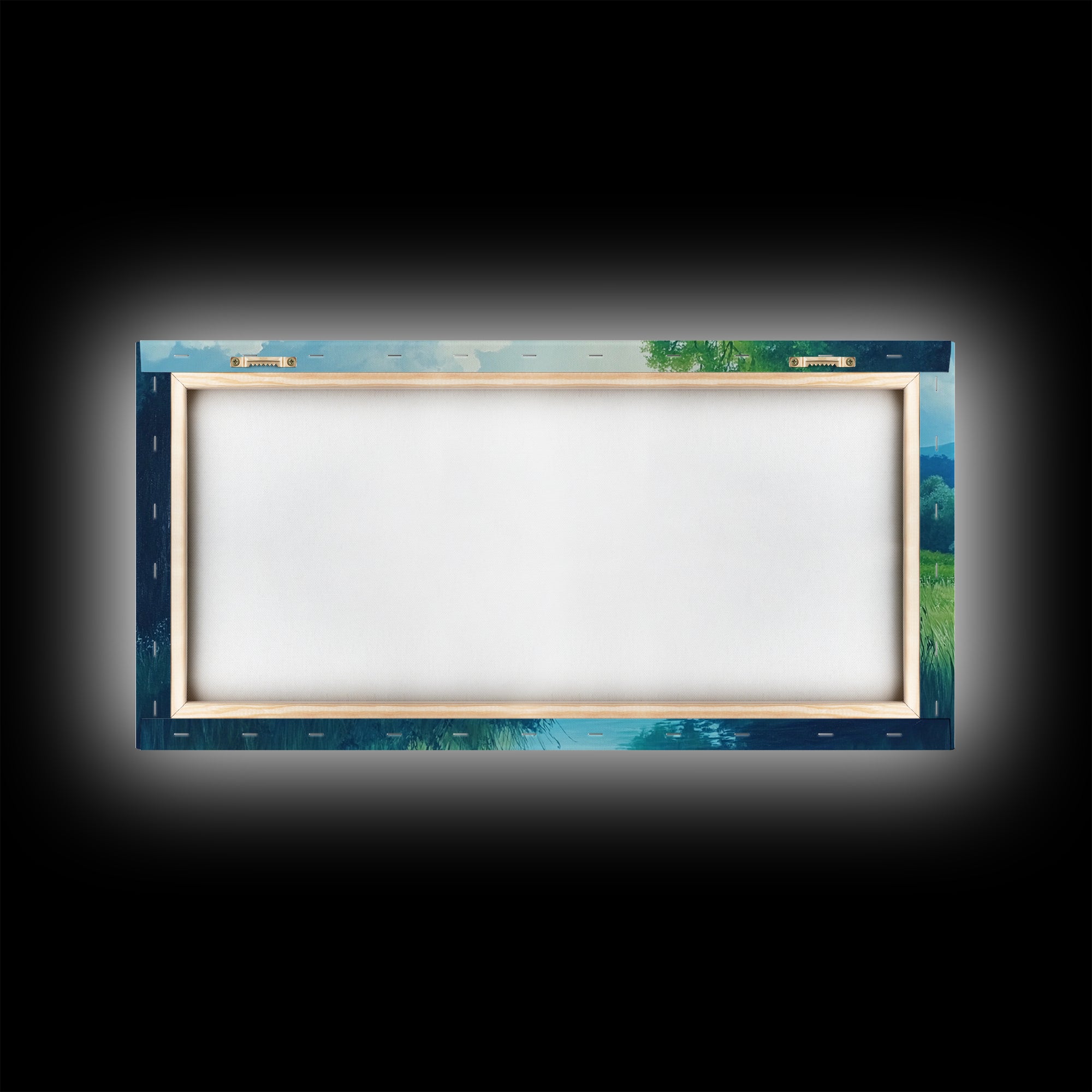 Canvas Print of Serene Green Valley and River Landscape, Rustic Wall Art, Gift Idea for Nature Lovers and Rustic Home Decor