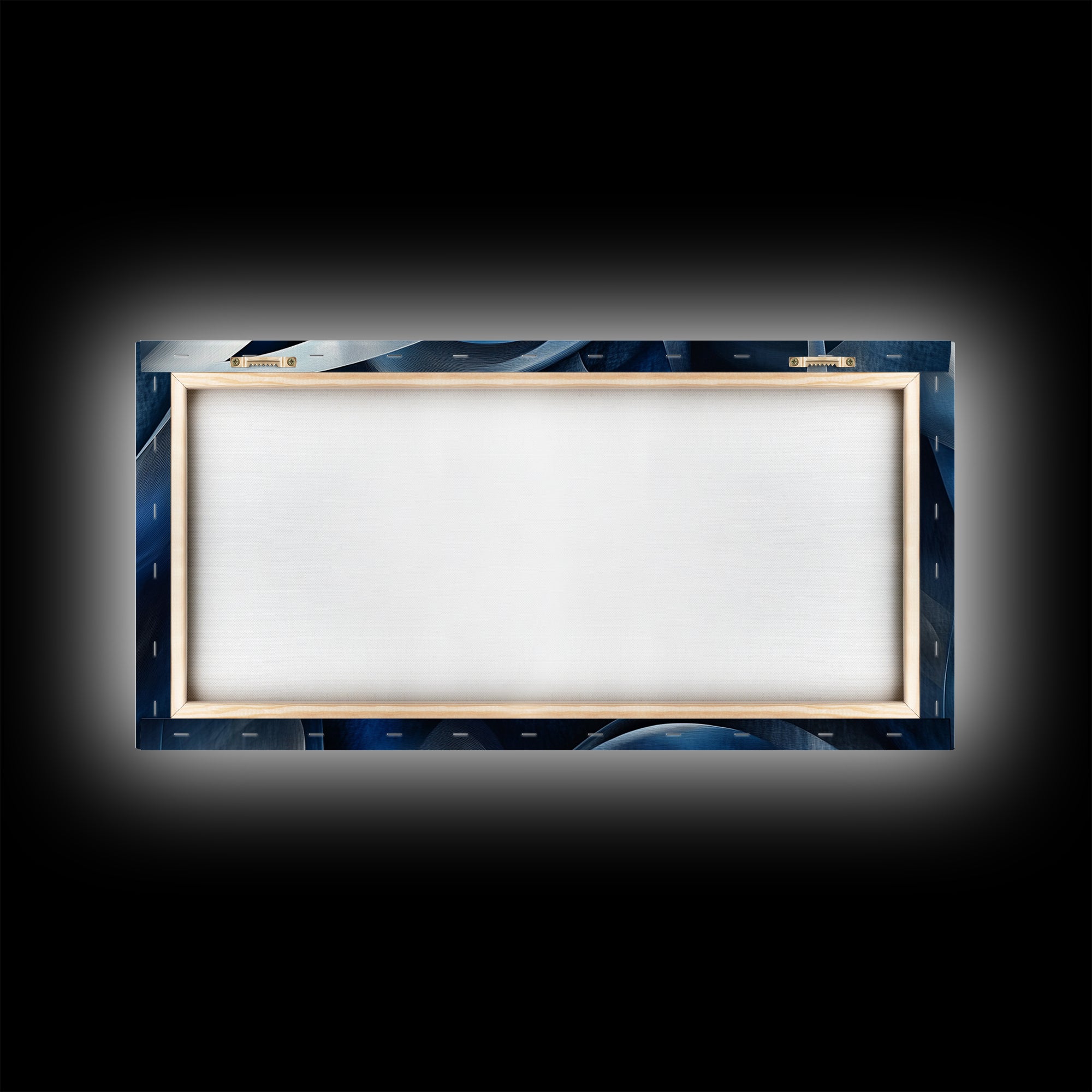 Abstract Blue Swirls Canvas Print, Geometric Wall Art Horizontal Decor, Moody Modern Artwork Gift Idea Living Room Panoramic Art